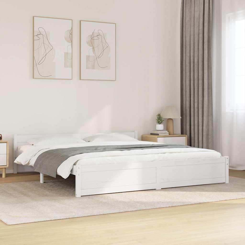 Massives Kiefernholz-Bettgestell, Holzbettgestell mit Kopfteil und Robustem Sperrholz für Schlafzimmer, Einzel- oder Doppelbett, Verschiedene Ausführungen (180 x 200 cm)