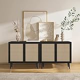 ORRD Sideboard Buffet Cabinet, Wide Kitchen Storage Cabinet with Rattan Doors and Adjustable Shelves