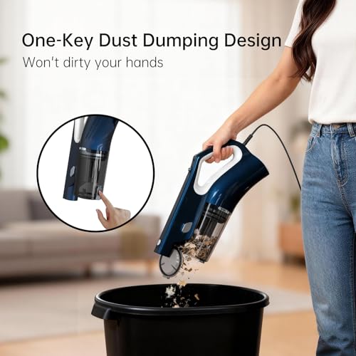 Image of Corded Stick Vacuum Cleaners For Home, 500W Powerful Suction With Washable Filter, LED Light & 16.7ft Power Cord, One-Touch Release Dust Cup, Converts To Handheld Vacuum For Pet Hair Hard Floor Carpet