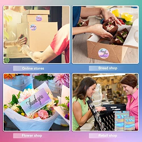 620PCS Thank You Card Set, 100PCS Holographic Silver Thank You for Supporting My Small Business Cards 500PCS 1.5 Thank You Stickers Resealable Smell Proof Bags for Business Owners