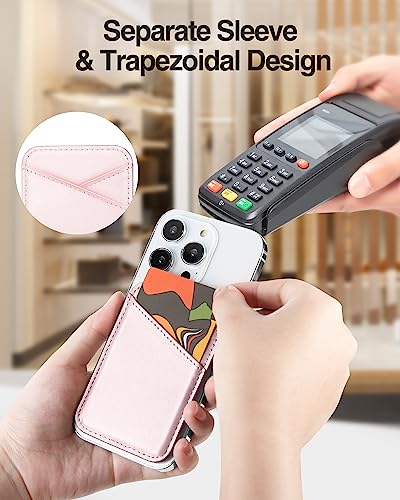Miroddi Magnetic Wallet Card Holder For Magsafe, Mag-Safe Wallet For Iphone 14/13/12 Series, 0.12" Invisible Ultra-Thin For Iphone Wallet, Mag-Safe Wallet, 2 Independent Card Slot [Pink] #TOP4