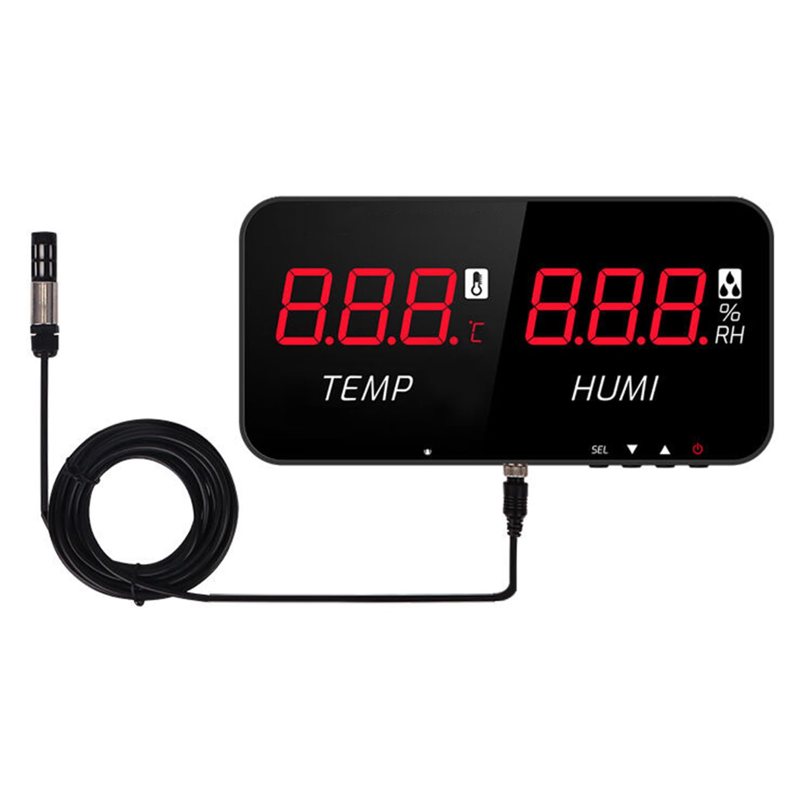 Medidor De Humedad Y Temperatura De Pared, Termómetro Digital Grande LCD De 13 Pulgadas, con Sensor De 5 M, Función De Alarma, Rango De -20 a 80 ℃