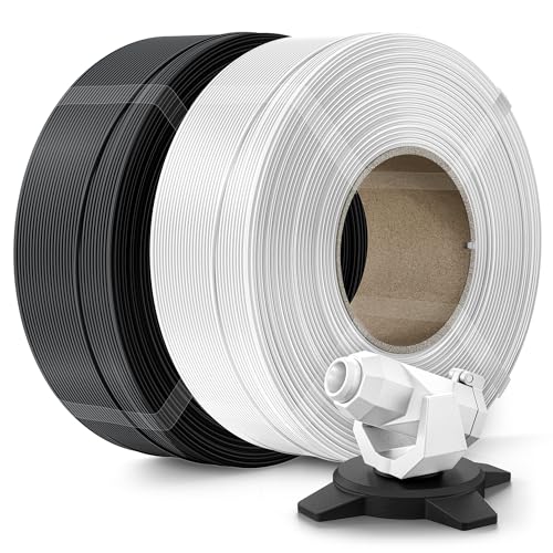 Image of Creality PETG Filament Refill 1.75mm 3D Printer Filament, 2kg (4.4lb) Refilament for Bambu Lab Reusable Spool, Dimensional Accuracy ±0.03mm, Black+White
