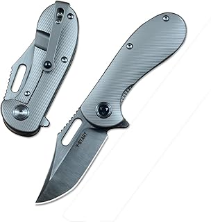 Y-START N690 Steel Blade Flipper Mini Pocket Knives Gray Titanium Handle LK2002