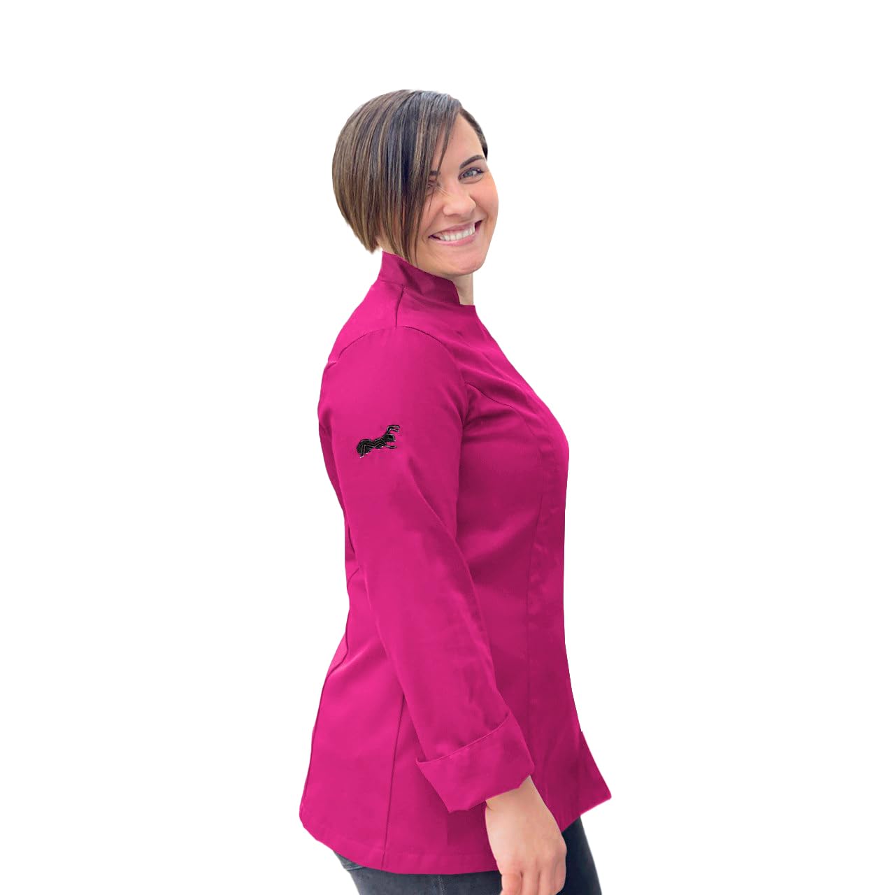 strongAnt Chaqueta de Cocinero para Mujer - Malla Seca - elástica, Uniforme de Chef Profesional, con Tira de Botones a presión, Manga Corta