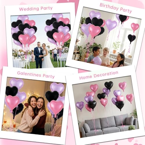 Image of 12 Pcs Colorful Heart Balloons,18 Inch Heart Foil Balloons Love Balloon Valentine Balloon for Birthday Party Wedding Engagement Party Baby Shower Valentine Day Decorations