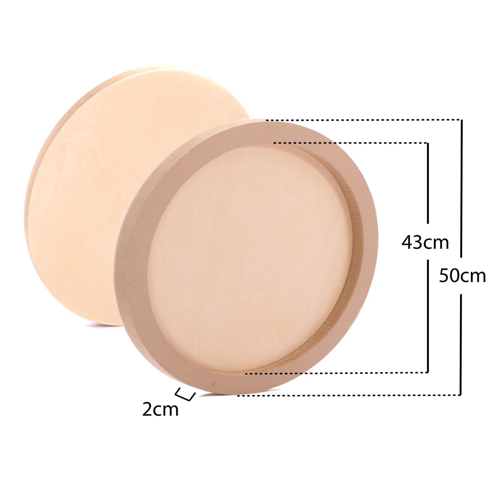 4 x superfici rotonde in legno | Diametro 50 cm | Profondità 2 cm | Legno di betulla non trattato | Tavola da pittura, tavola in legno, tela in legno, per pittura e bricolage fai da te