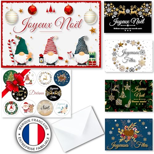 Lot De 10 Cartes De Vœux De Noël Vintage Avec Enveloppes, Cartes