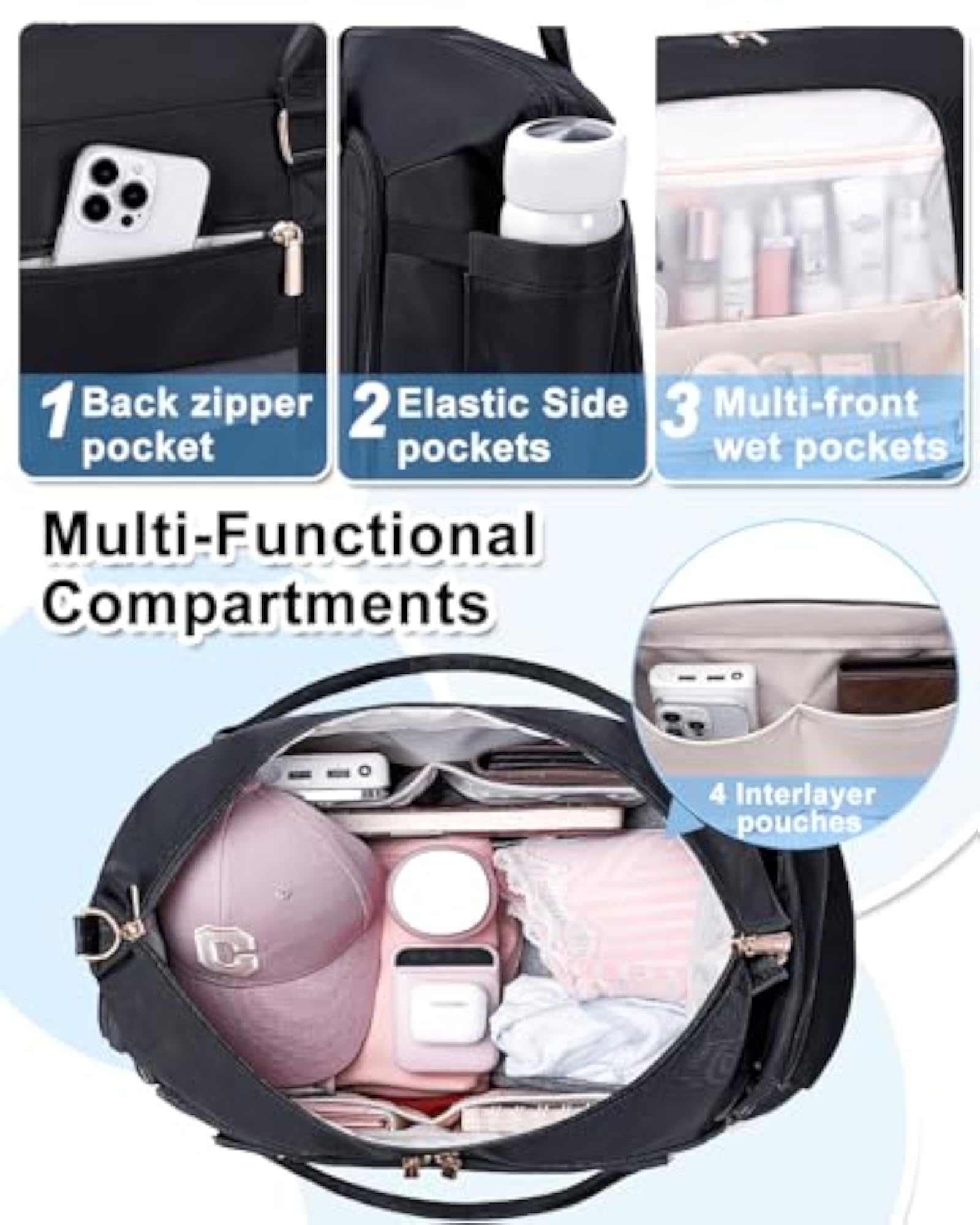 Women's Large Travel Duffel Bag with Shoe Compartment
