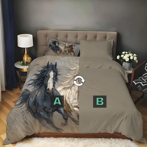 Parure de lit motif cheval en microfibre de qualité supérieure - 4