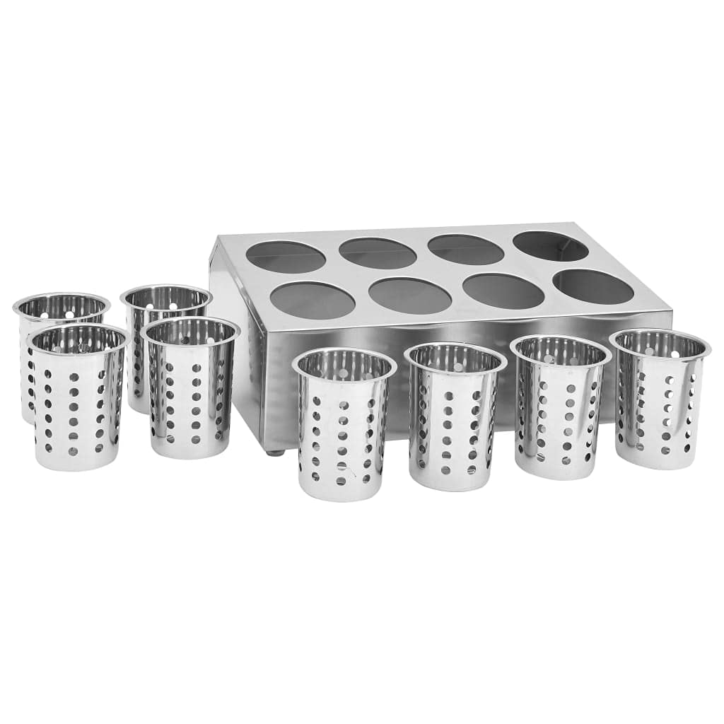 Cubertería de acero inoxidable con 8 compartimentos rectangulares, 50,5 x 30,5 x 20 cm, con insertos extraíbles, antideslizante, ahorra espacio, para cocina, cajón