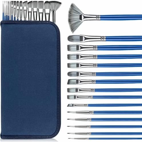 Paint Brush Set,Rosmax Artist Paint Brushes-Nylon Hair &15 Different Sizes for Acrylic Painting,Oil,Watercolor,Fabric-Great for Kids Adult Drawing Arts Crafts Supplies or Beginners,Professionals.