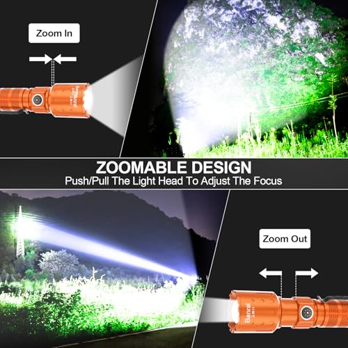 Image of Banral Flashlights High Lumens Rechargeable, Super Bright Long Range Small Powerful Flashlight, 6 Modes LED Tactical Pocket Waterproof Flash Light for Home Emergency (2, Orange)