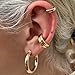 MelleFlarynsun Silver Ear Cuff Earrings for Women Chunky Gold Huggie Ear Cuff Silver Cartilage Cuff Earrings Non Piercing Small Thick Round Fake Earring Cuff