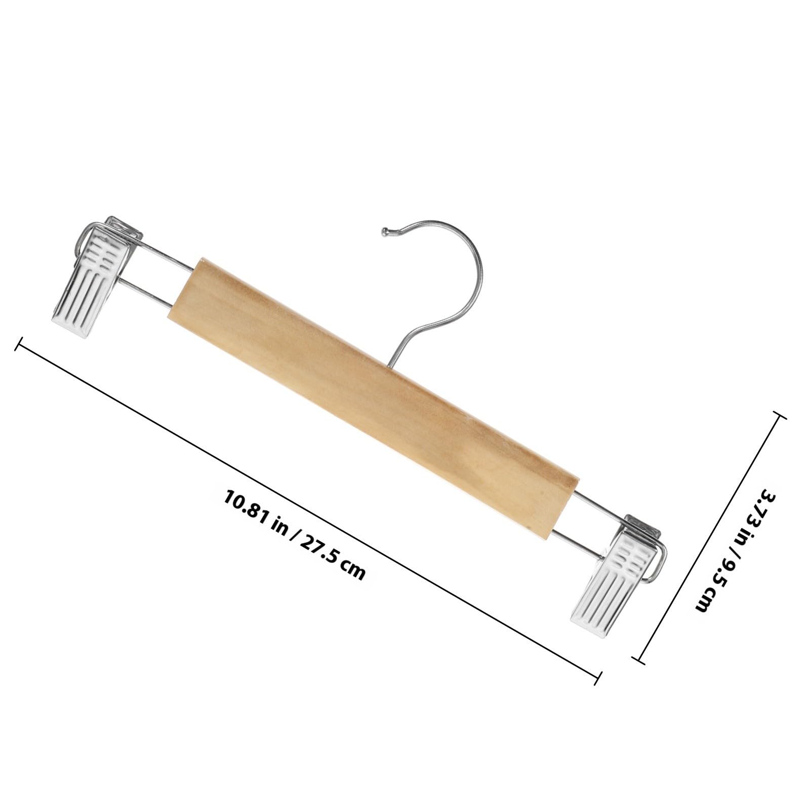Ciieeo 10 Pezzi Stampelle per Pantaloni in Legno con Clip in Acciaio Inossidabile Resistenti e Versatili, per Pantaloni e Leggings, Salvaspazio per Armadio