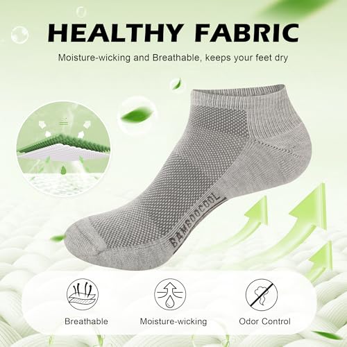 BAMBOO COOL Men's Ankle Athletic Socks Moisture Wicking Low cut Mesh Running Socks Arch Support, 8 Pairs3