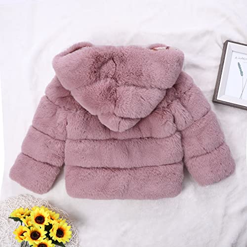 Girls Faux Fur Jacket Plush Sherpa Teddy Coat with Hood Toddler Winter Coats Warm Fuzzy Jackets Trendy Outerwear3
