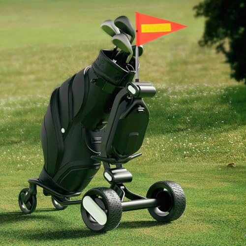 Image of balacoo Telescopic Golf Cart Flag Pole Reflective Orange Safety Flag for Golf Carts Wheelchairs and Bicycles High Visibility Triangular 20.47X11.81 Inches