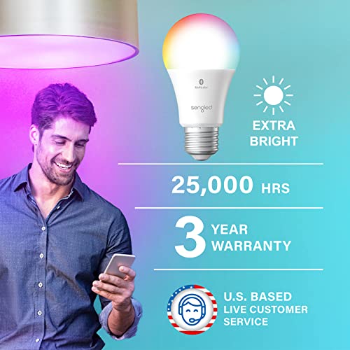 Image of Sengled Alexa Light Bulb, 100 Watt Equivalent Bluetooth Mesh Color Changing Light Bulb, Smart Bulbs that Work with Alexa Only, Dimmable A19 E26 RGB Light Bulbs 1500LM, CRI>90, No Hub Required, 4 Pack