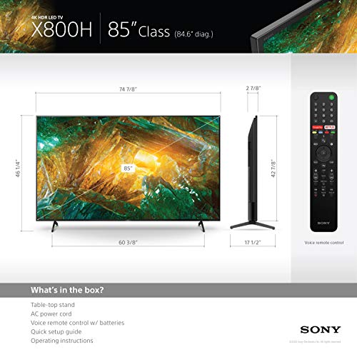 Sony X800H 85 Inch TV: 4K Ultra HD Smart LED TV with HDR and Alexa Compatibility - 2020 Model