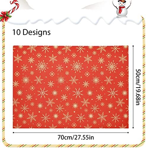 10 PCS Christmas Wrapping Paper,Christmas Tissue Paper 70x50CM,9 Kinds of Gift Wrapping Paper Kraft Papers,Included Xmas Wrapping Paper Gift Sticker& 5 Meters of Red and White Gift Rope