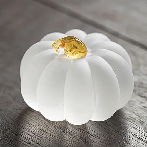 Miniatura 3 de EXCEART Figura de calabaza de cristal soplado a mano, estatua coleccionable de calabaza, arte de cristal, pisapapapeles para cosecha de otoño,