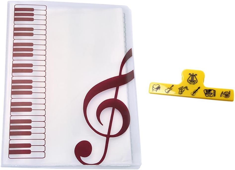 A4 Music Book Folder w/Clip- Organize Sheet Music Easily | Transp. Pockets, Multifunctional | Perfect for Musicians, Students & Teachers