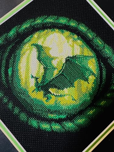 Image of RIOLIS - Dragon Eye 2162, Cross Stitch Kits 7 inch x 7 inch, Cross Stitch Kits for Beginners & Advanced, Crossstitching Kit Adult, Embroidery Counted Stitching Kit