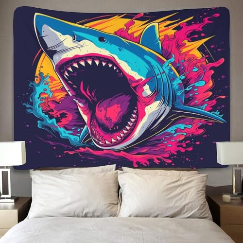 Tapisserie requin 3D en polyester doux comme décoration murale de chambre - 4