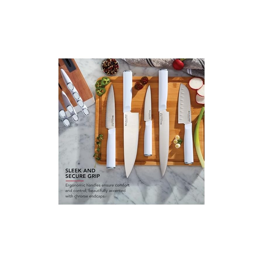 KitchenAid-Classic-Slim-Knife-Block-Set-with-Built-In-Knife-Sharpener-High-Carbon-Stainless-Steel-Kitchen-Knives-Sharp-Kitchen-Knife-Set-with-Block-14-Piece-White KitchenAid Classic Slim Knife Block Set with Built-In Knife Sharpener, High Carbon Stainless Steel Kitchen Knives, Sharp Kitchen Knife Set with Block, 14-Piece, White