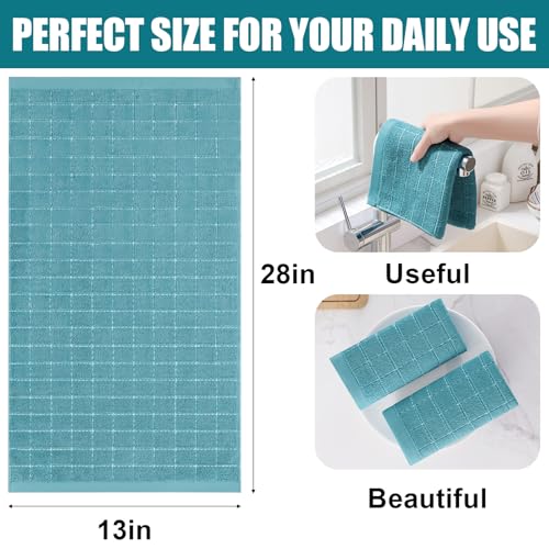 Image of Homaxy 100% Cotton Terry Kitchen Towels, 12 Pack, Lake Blue