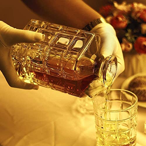 Image of Elegant Whiskey Decanter Set with Glass 7 pc for Men & Women, 850 Ml Whiskey Crystal Liquor Drinking Decanter Gift for Alcohol Lover (MV-04)