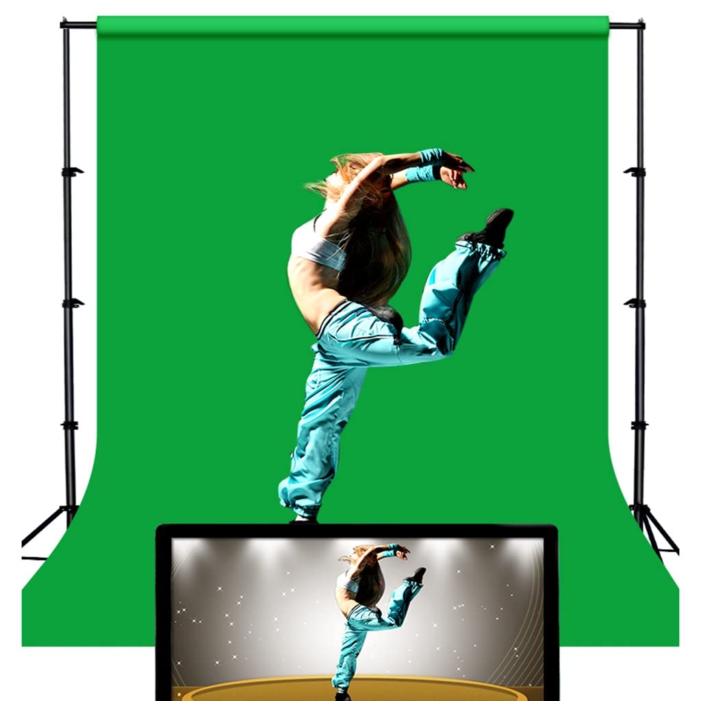 Schermo verde Chromakey con supporto e 4 clip, sfondo virtuale verde per video/streaming/fotografia (colore: verde-2, dimensioni: 3x3 m/9,8x9,8 piedi)