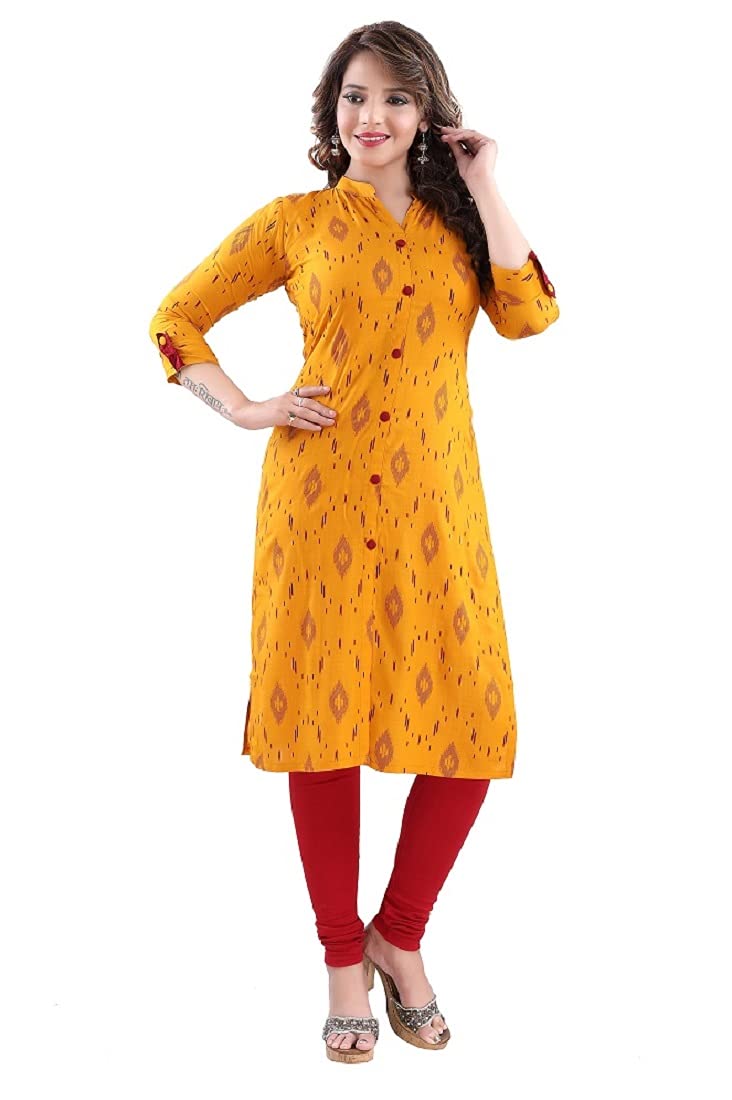 DARIKA ikkat Print Kurti Blue in Colour for Women Cotton Plus Size & Small Size.