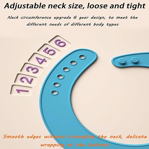 Miniatura 6 de Baberos grandes de silicona para adultos con atrapador de migas, protector de ropa impermeable ajustable, baberos para mujeres y hombres mayores,