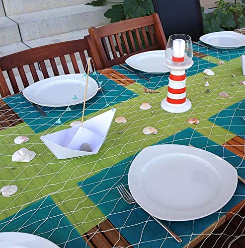 Image of 4E's Novelty Fish Net Decorative - Pack of 3 - Natural Cotton Fishnet Decor - Each 14 x 4 feet - for Mermaid Party Decorations, Luau Tropical Nautical Beach Table Cover