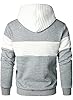 HOOD CREW Men’s Sweatshirts Long Sleeve Pullover Patchwork Plaid Jacquard Hoodie Casual Drawstring Hoody Top Lightgrey XXL #2