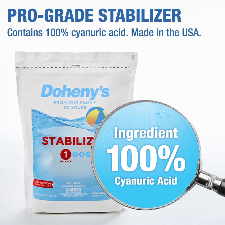 Image of Doheny's Swimming Pool Stabilizer | Increases Your Chlorine's Effectiveness and Prevents UV Dissipation | Fast-Dissolving | Pro-Grade | 100% Cyanuric Acid -10lb