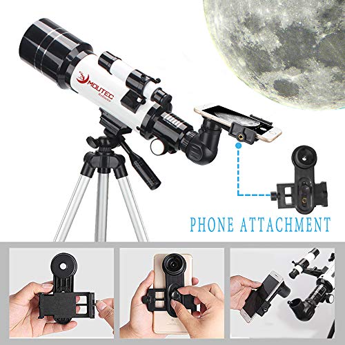 Moutec Telescope for Kids and Beginners with Backpack Smartphone Adapter, Portable Astronomical Travel Telescope, 70mm Refractor - Great Astronomy Gift for Kids to Explore Moon Space