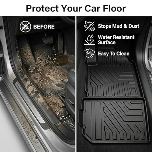 Image of EV MASTER Car Floor Mats for MG Windsor EV Hybrid (2026 Onwards) Complete Set | Anti Slip Full Coverage Premium Luxury Mats | Washable Waterproof All Weather Car Floor Mats (5D Black)