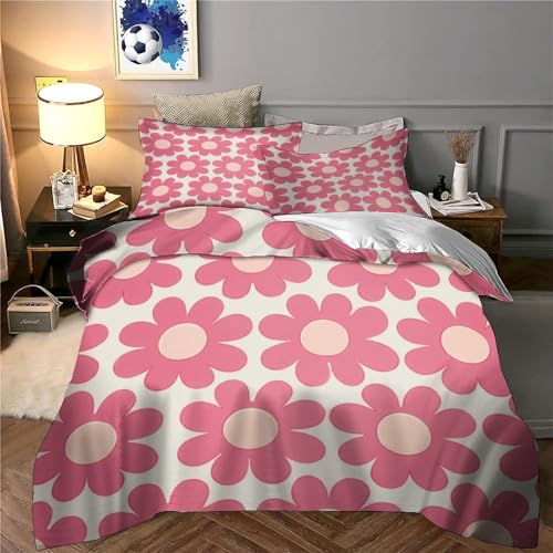 Housse de couette floral rose en microfibre 135x200 pour lit single - 6