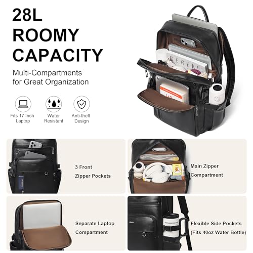 Mochila para portátil de polipiel negra para mujer 17 pulgadas miniatura 3