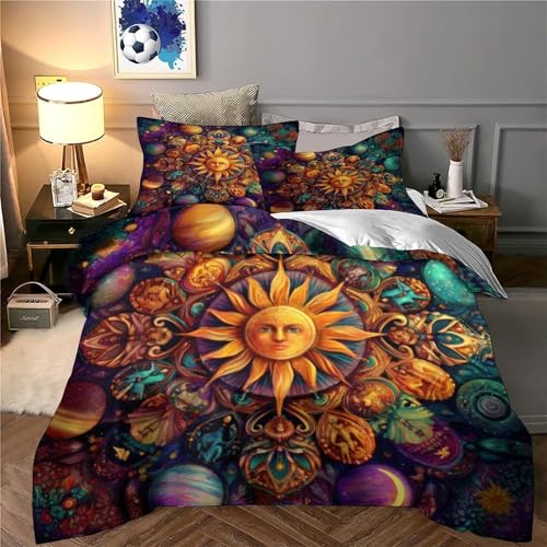 Housse de couette 3D planètes cosmiques en microfibre résistante de qualité king