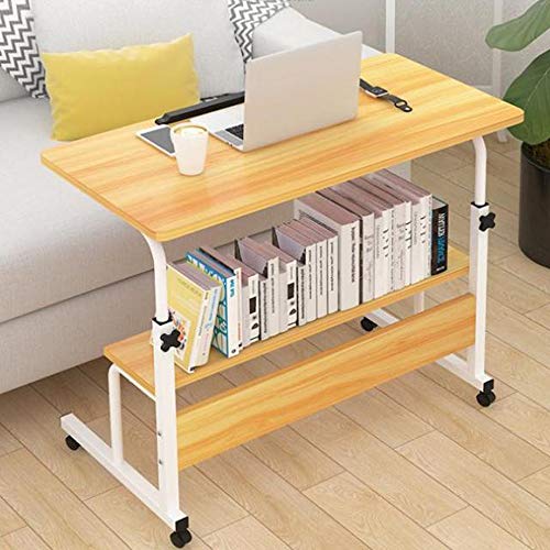 WYUYIWH Mesita de noche para computadora, soporte ajustable para portátil, bandeja para carrito portátil, mesa auxiliar, mesa de aprendizaje de polea simple (color: B) de moda