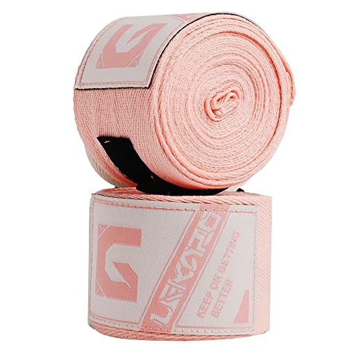 LEKÄRO Elastic Cotton Boxing Hand Wraps for Muay Thai MMA Training for Men & Women (Pink, 180