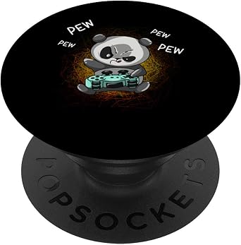 Cool Panda Playing Video Game | Funny Bear Gaming Fan Gift PopSockets PopGrip Swappable Grip for Phones & Tablets