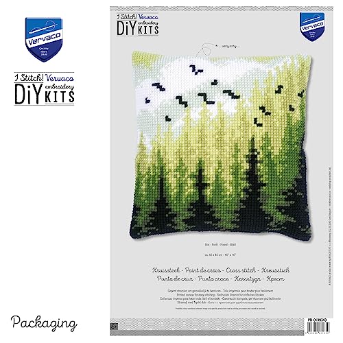 Image of Vervaco Stamped Cross Stitch kit Cushion Wald, 40x40cm, DIY