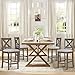COLAMY Upholstered Counter Height Bar Stools Set of 4, Modern Kitchen Island Barstools Chairs with Cross Back and Wood Legs for Dining Room Bar, Light Brown Wash