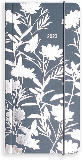 Matilda Myres 2023 Diary - Silver Butterfly - Slim Weekly Notes Diary - Grey