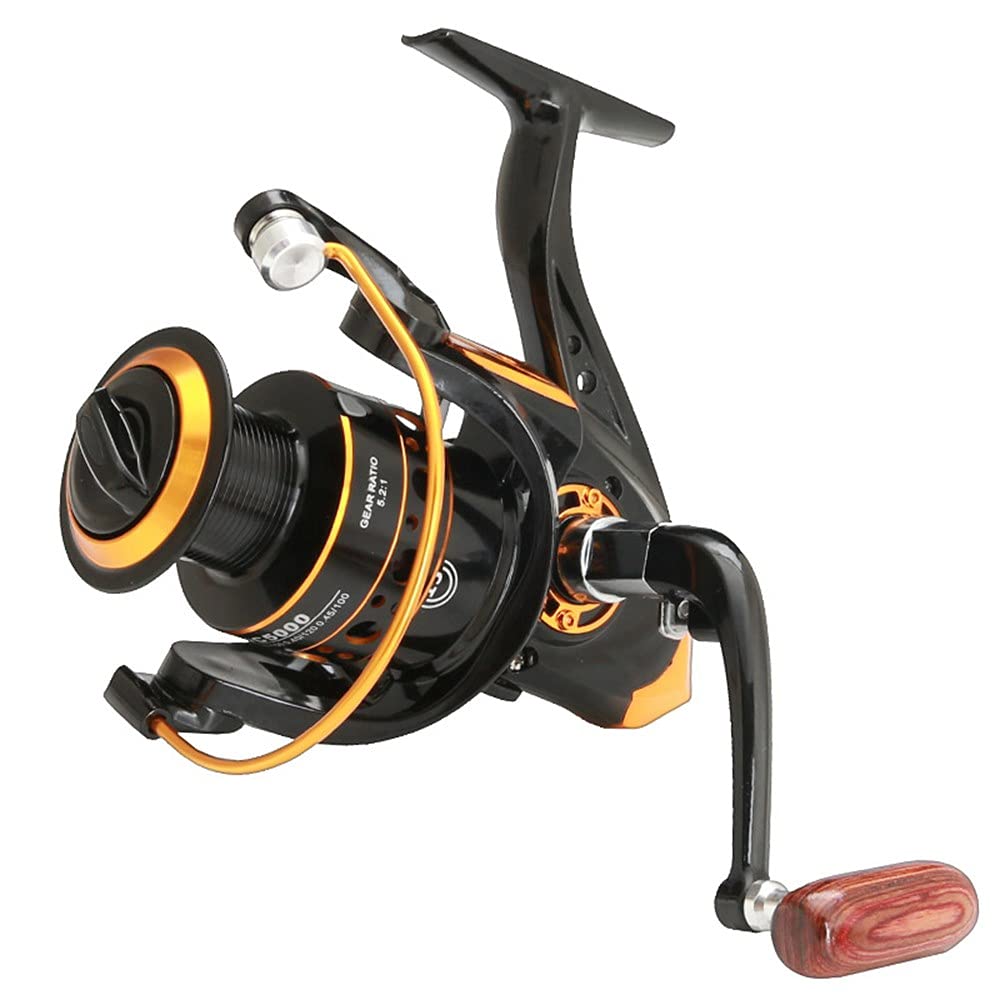 Spinning Carrete de Pesca con Freno Frontal, Negro